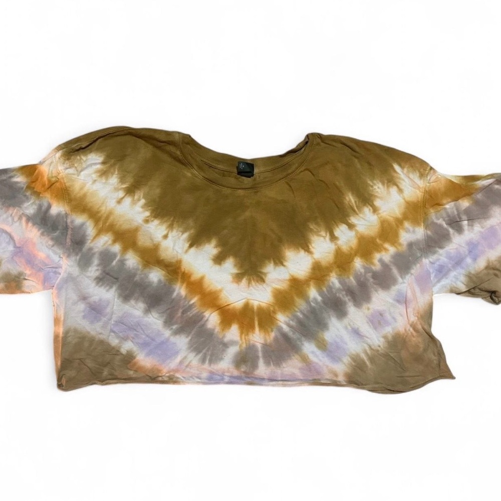 wild fable Cropped Tie-Dye Top in Brown, Cream & Lavender